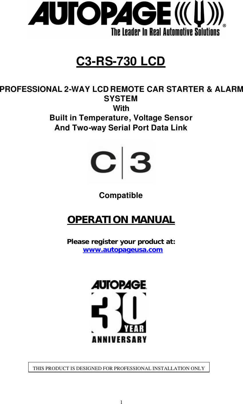 Autopage Rs730 Installation Manual